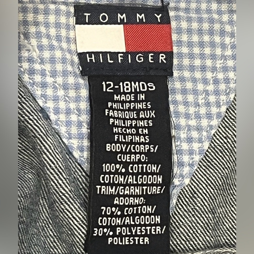 Vintage Tommy Hilfiger Blue Overall Denim Jumper Dress, 12-18 Months - Picture 4 of 4